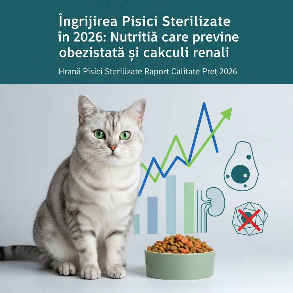 Îngrijirea Pisicii Sterilizate în 2026: Nutriția care previne obezitatea și calculii renali