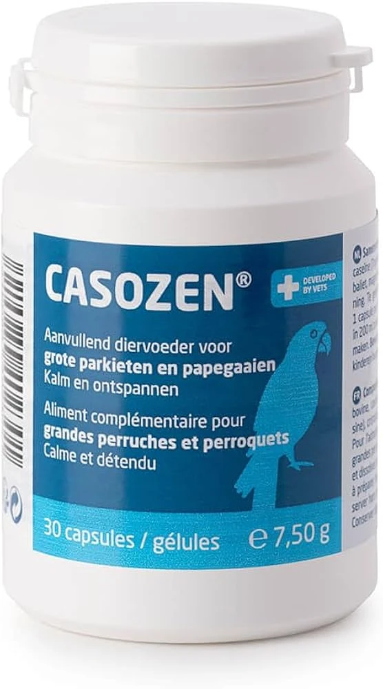 Casozen 30 capsule (7,5 g) – Supliment pentru papagali și păsări exotice, sprijină reducerea stresului și sănătatea penajului