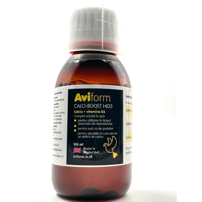 Aviform  Calciu +D3  Calciboost HiD3 pasari exotice si porumbei 100 ml