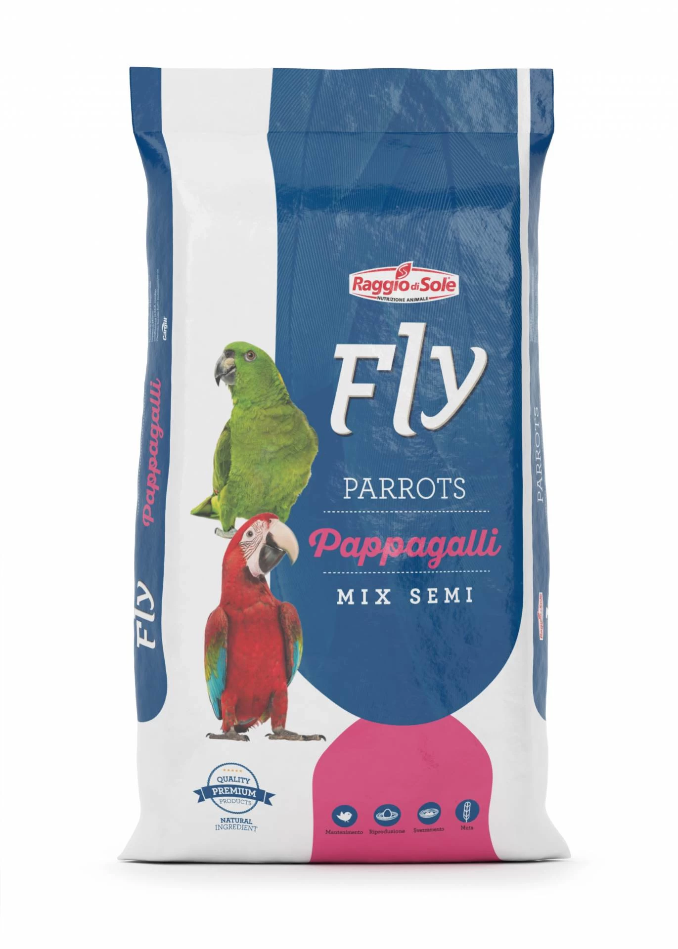 Hrana Papagali Mix Seminte cu Fructe si Ardei Iute, Raggio di Sole Fly Papagally-15Kg